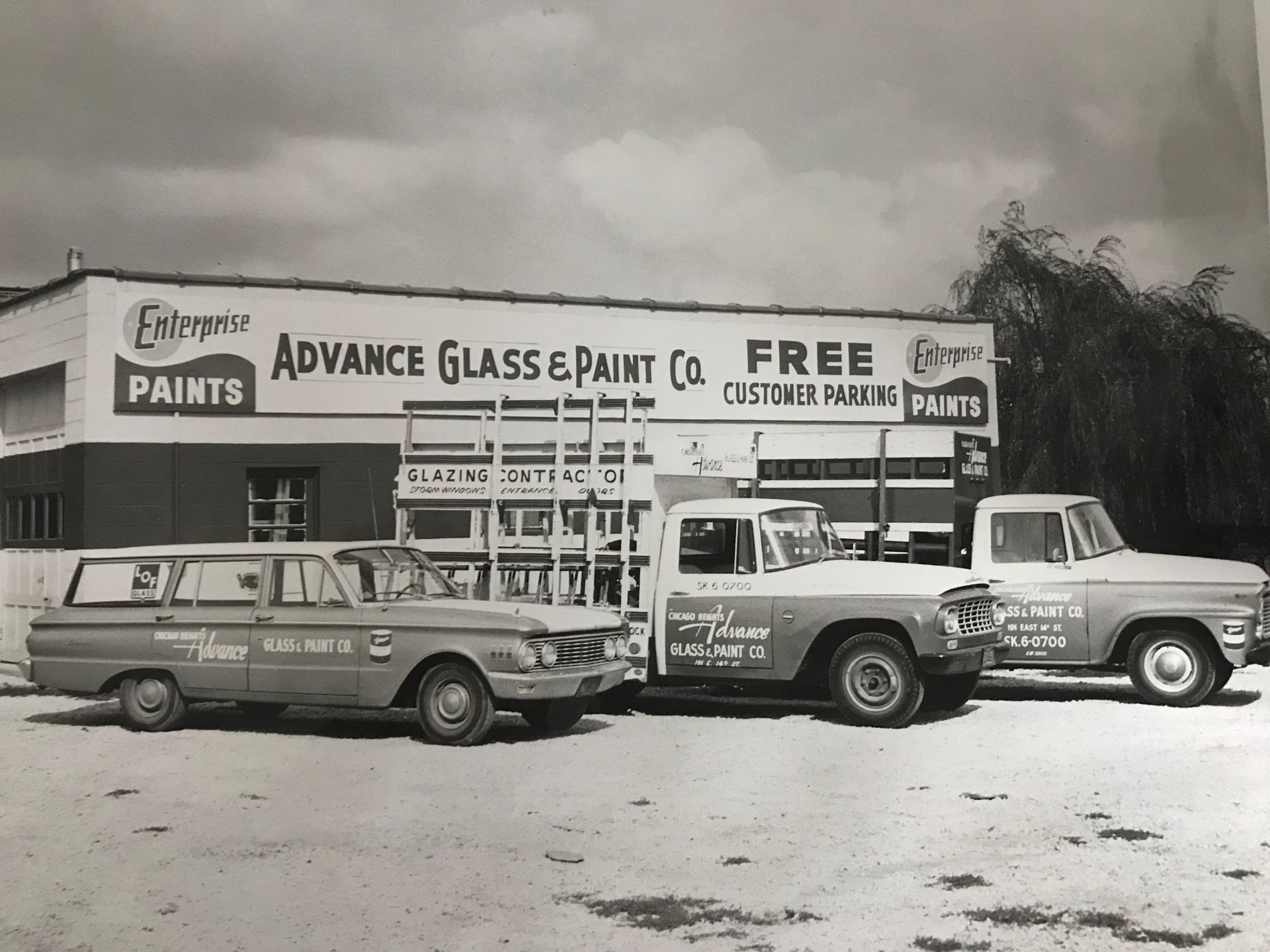 storefront and business truck