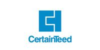 CertainTeed logo: blue geometric icon and blue wordmark on white background