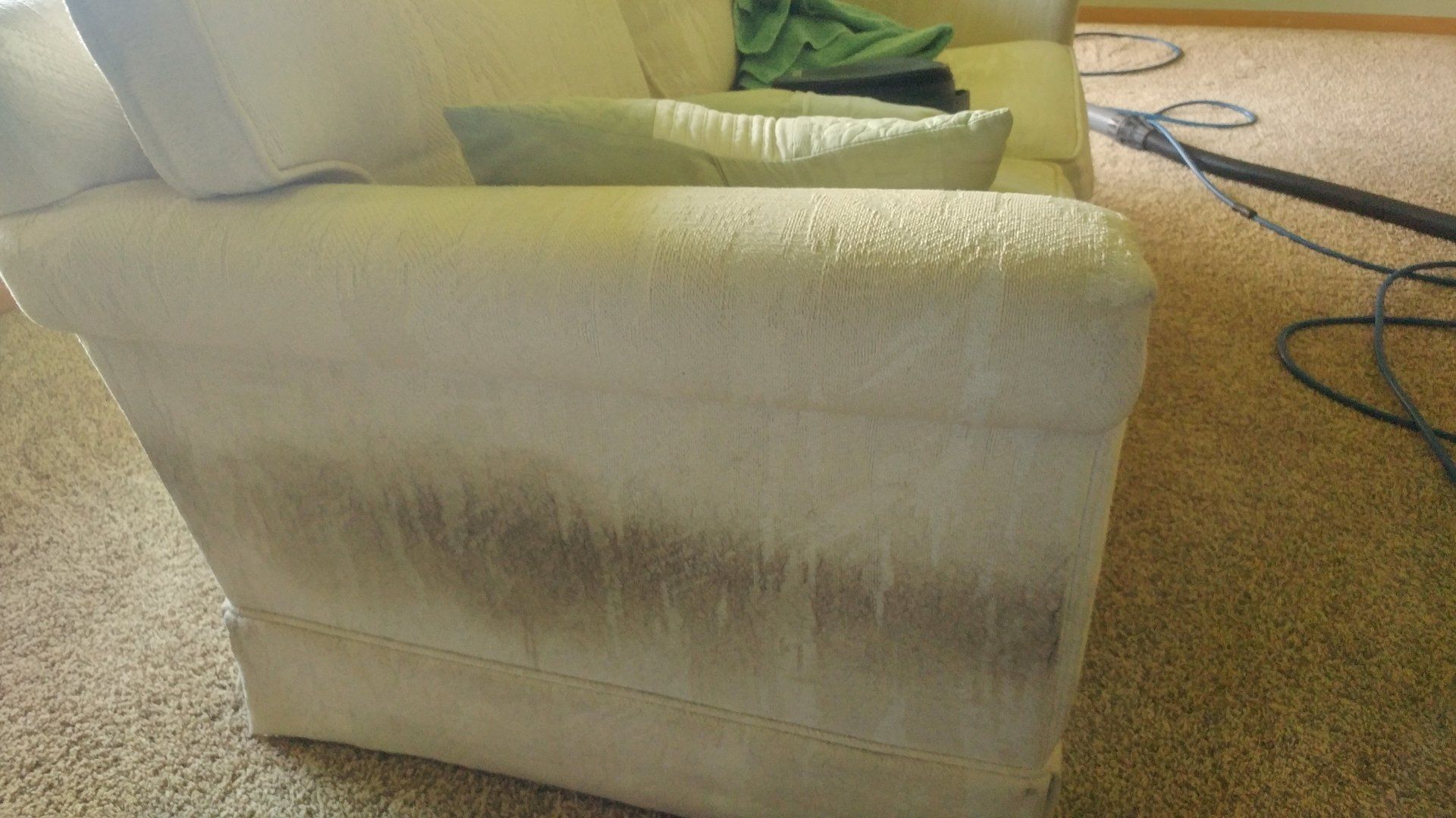 before upholstery cleaning
