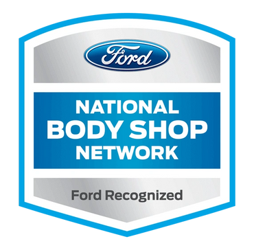 A logo for the national body shop network ford recognized