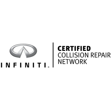 The infiniti logo is a certified collision repair network logo.