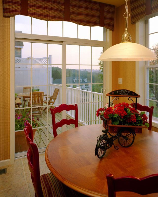 A dining room table with a bicycle on it
