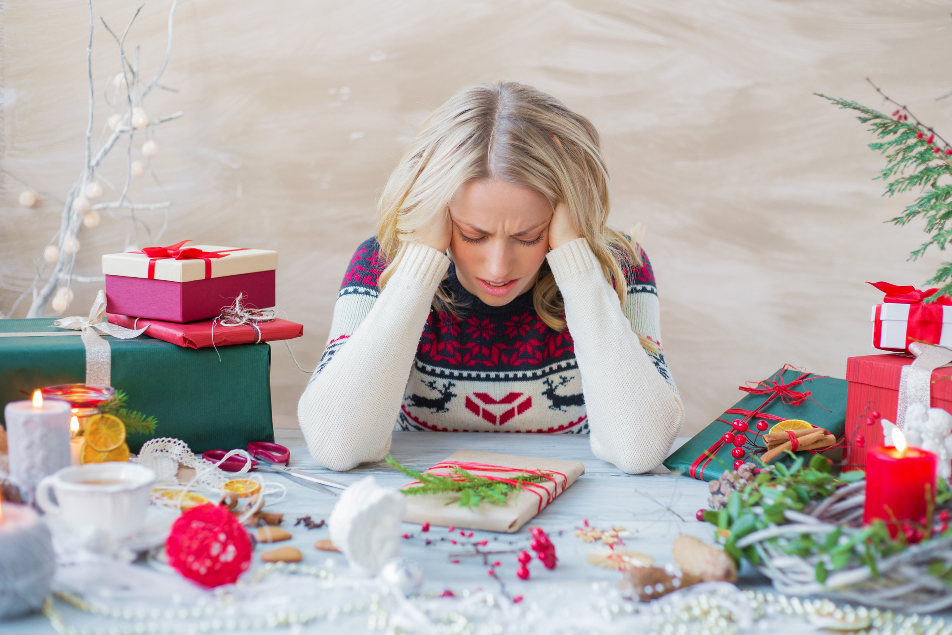 Woman experiencing holiday anxiety