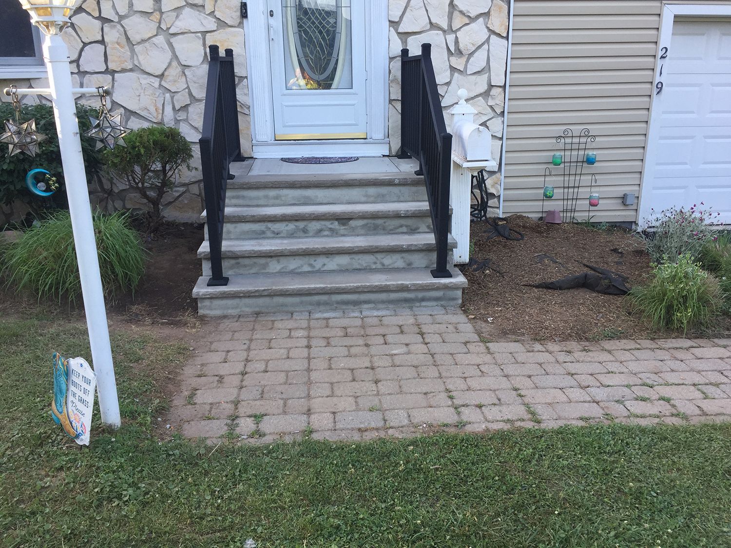 Concrete steps with metal railing