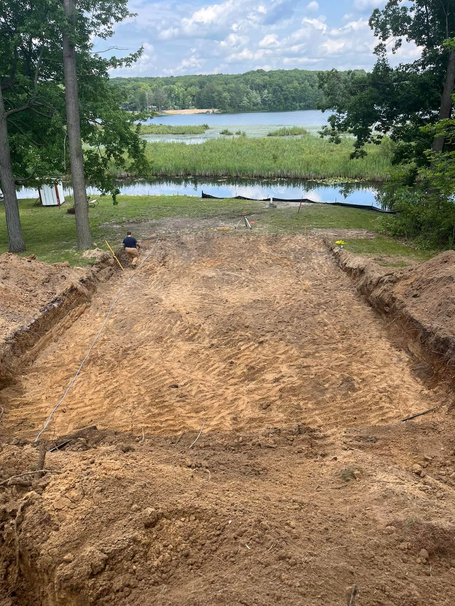 Basement footing laid out with dirt 