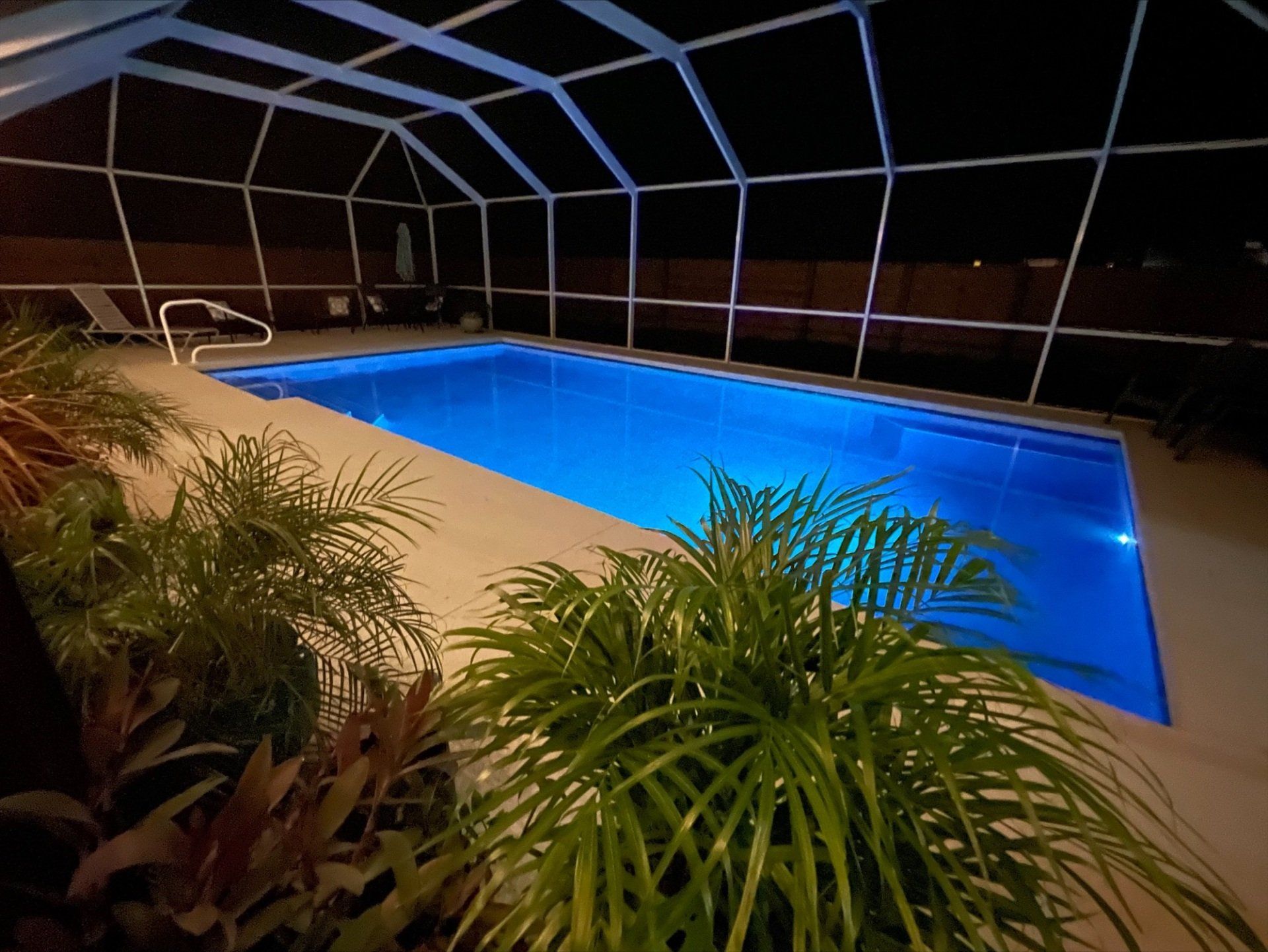 Covered pool at night