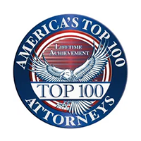 America's Top 100 Attorneys badge: blue, red, and white circle with eagle emblem,