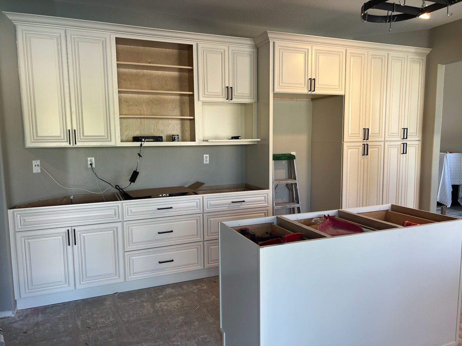 white cabinet with white closets