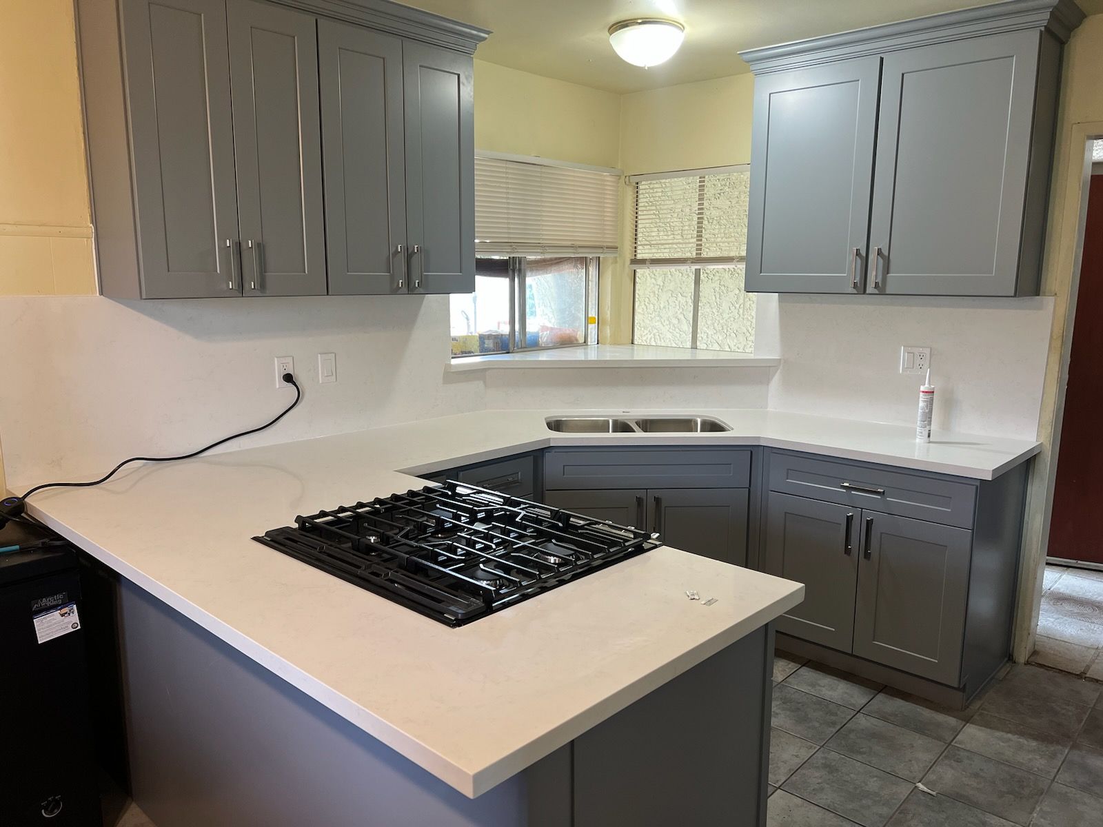 kitchen design with gray cabinets