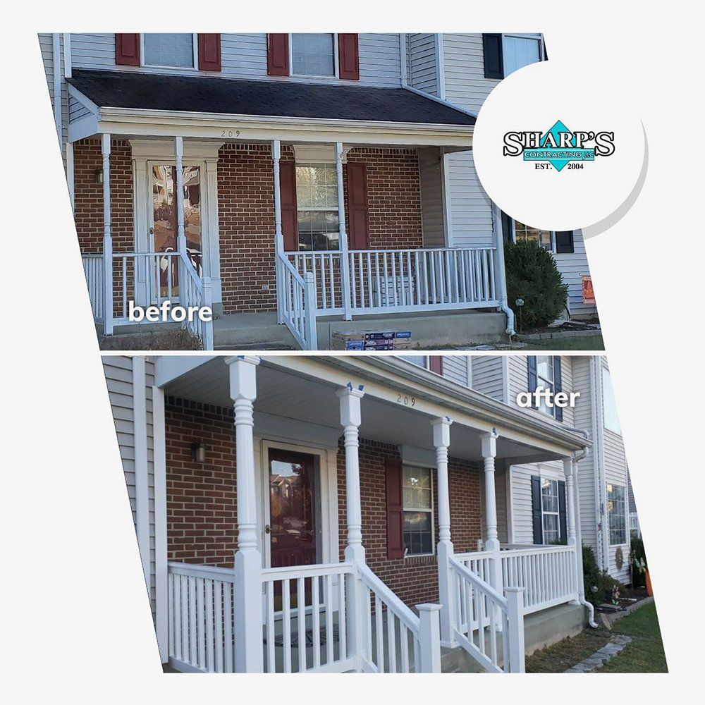 Before and after porch installation