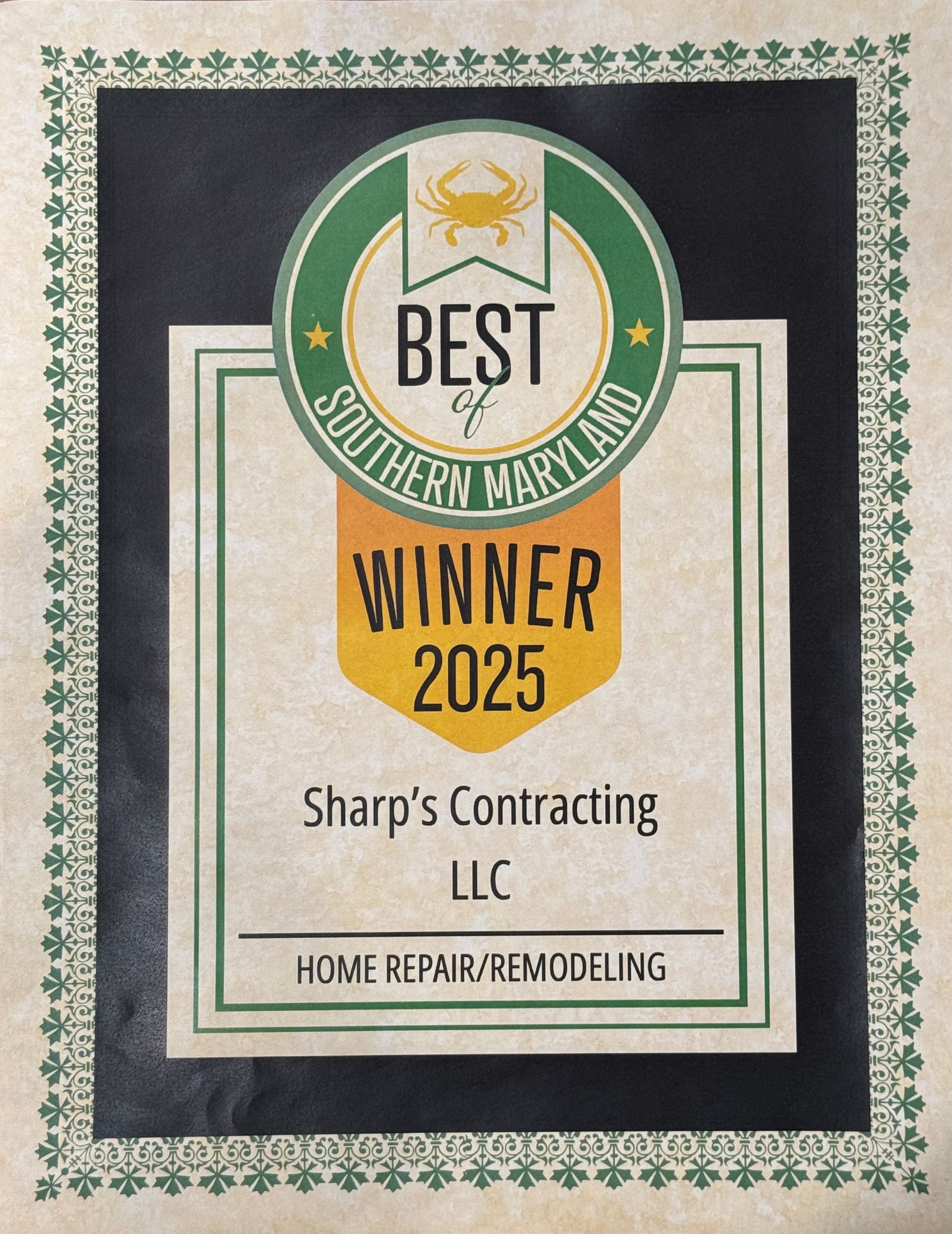 Best of Southern MD - Home Repair/Remodeling - Winner 2025