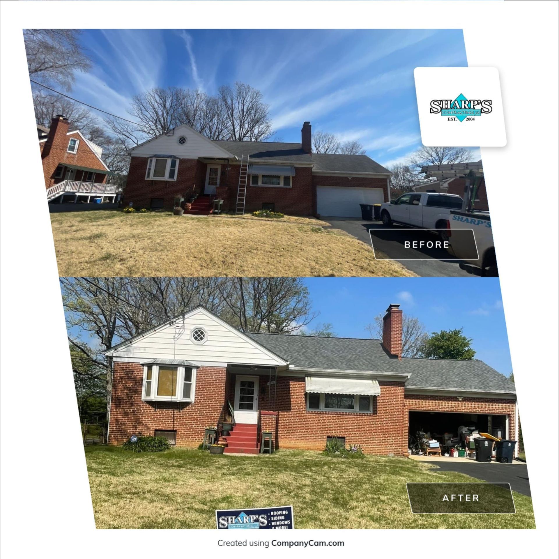 Residential roofing before and after