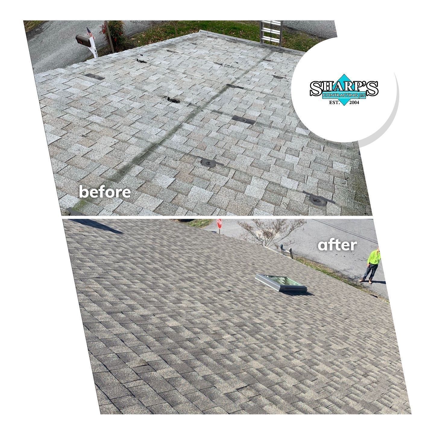 Before and after roofing services