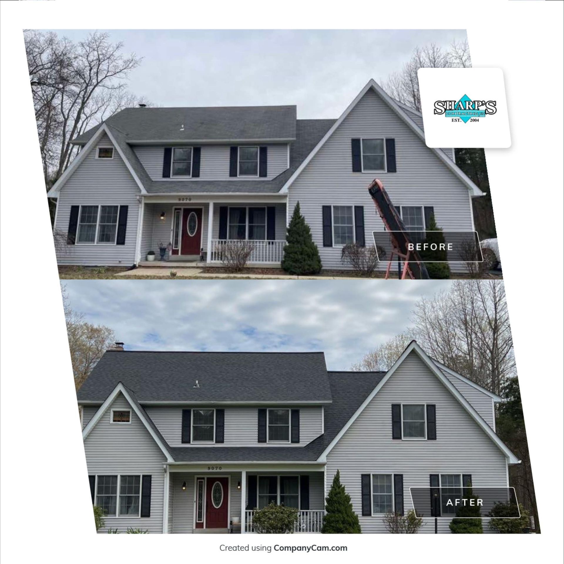 Residential roofing - white house