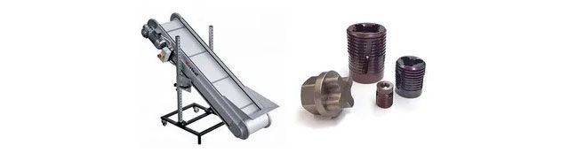 conveyor belt and threaded bolts