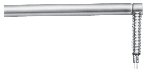 Silver metal curtain rod with a spring-loaded adjustable end connector