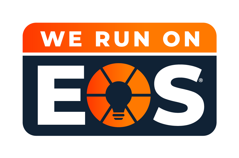 A logo that says we run on eos