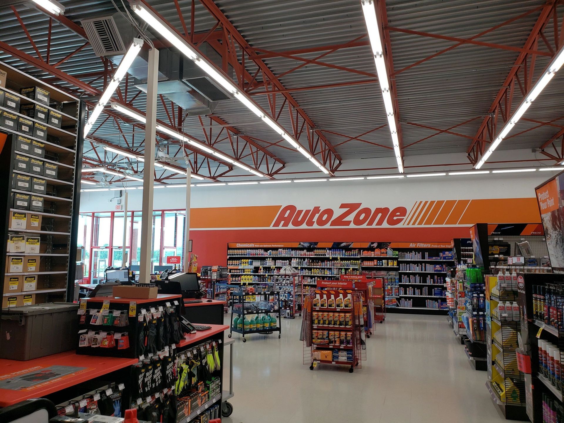 A picture of the inside of an auto zone store.