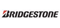 Bridgestone logo with a red and black stylized B icon. Black wordmark 