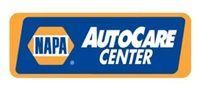 NAPA AutoCare Center logo: blue rectangle with white text on an orange and gold background.