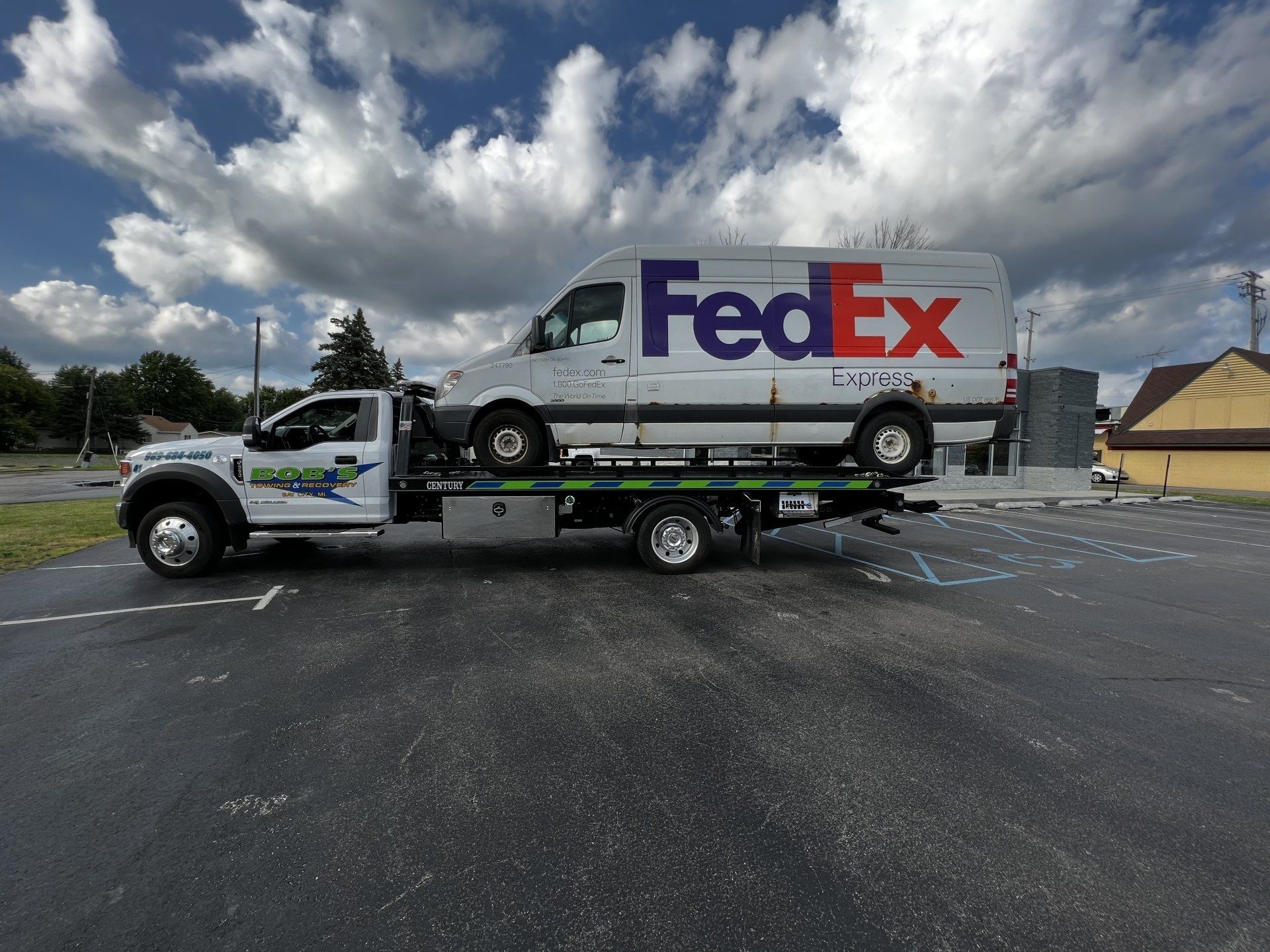 FedEx van towing