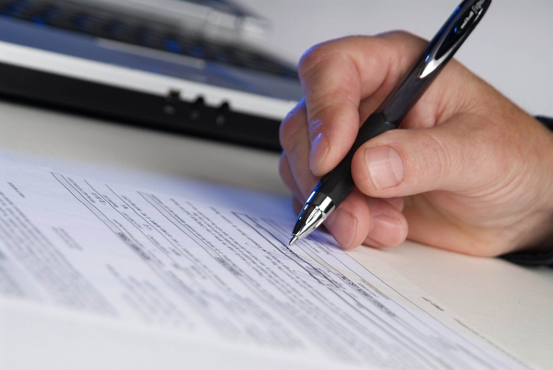 Signing the insurance policy