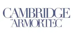 Cambridge Armotec logo in blue-gray serif lettering on a white background