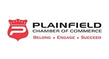 Plainfield Chamber of Commerce logo: Red shield with a white