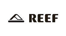 Reef logo: Black mountain-like symbol followed by the word