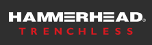 A hammerhead trenchless logo on a black background