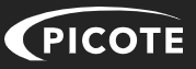 The logo for picote is white on a black background.