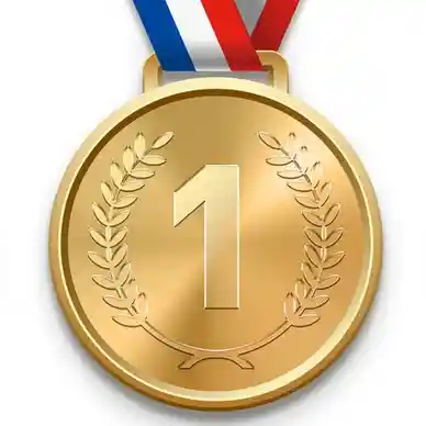 a gold medal with the number 1 on it