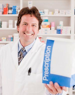 Pharmacist giving the prescription