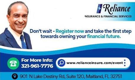 Business card for Reliance Insurance & Financial Services
