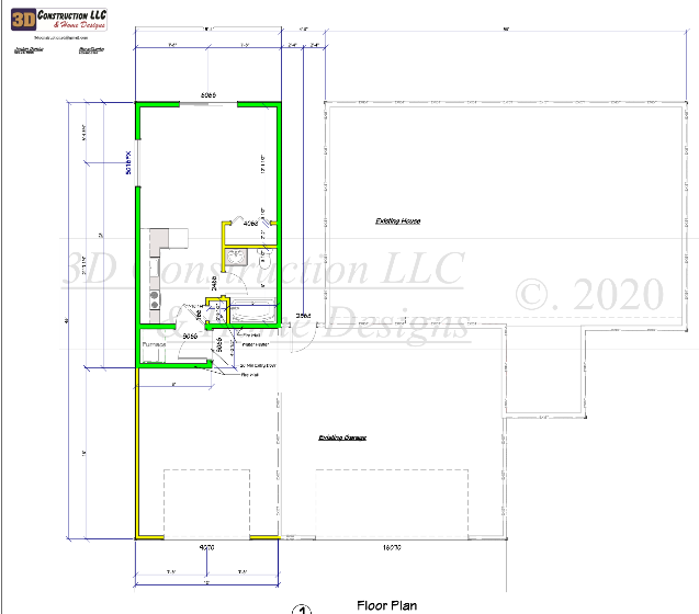 A floor plan of a house with a green border