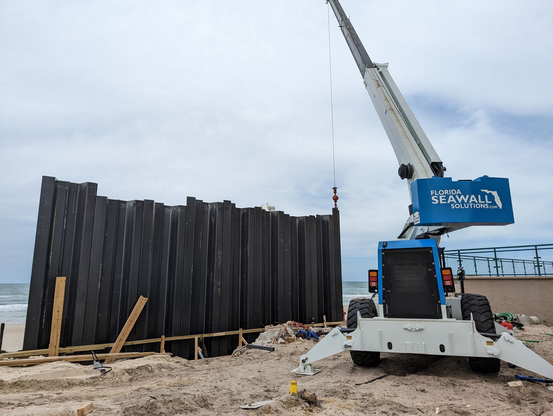 On-going seawall construction