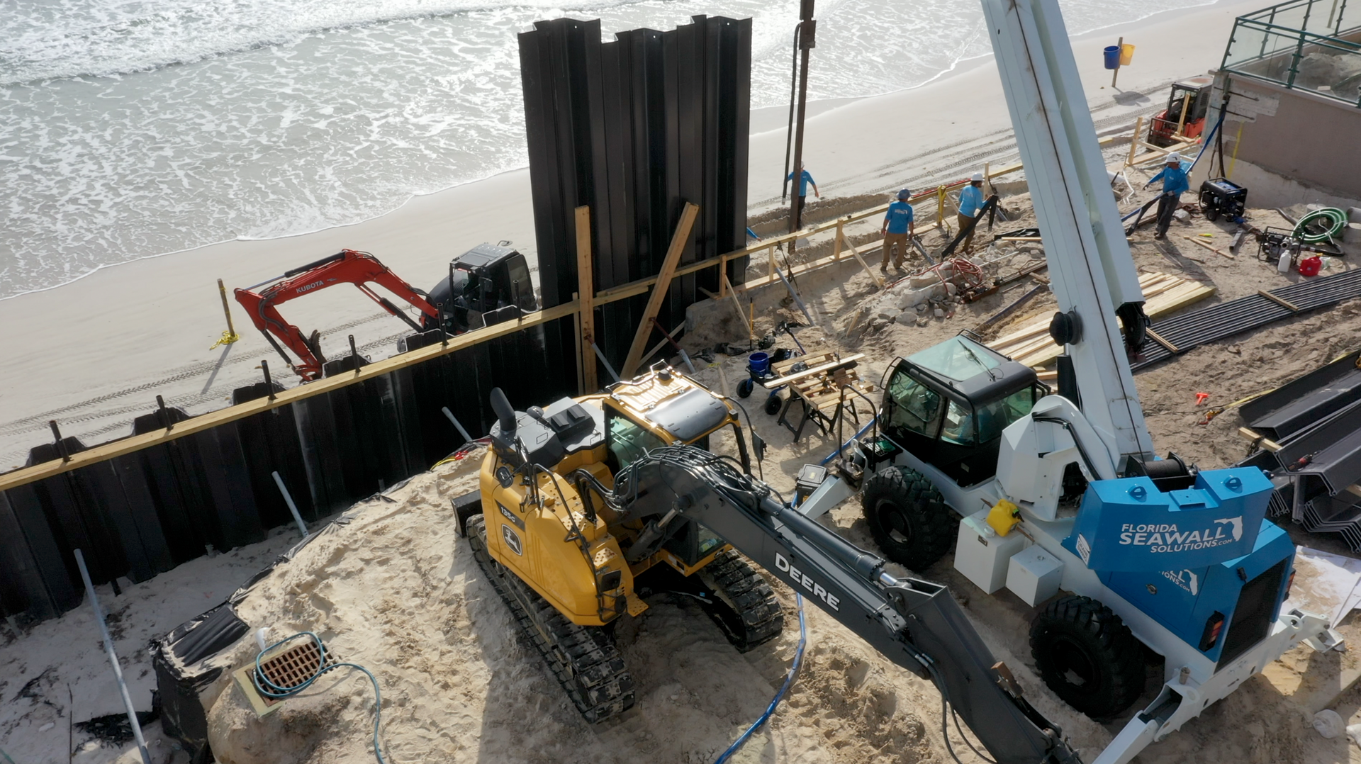 Seawall under construction