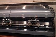 Shiny gray coffin