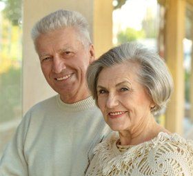 Happy old couple with good eyesights