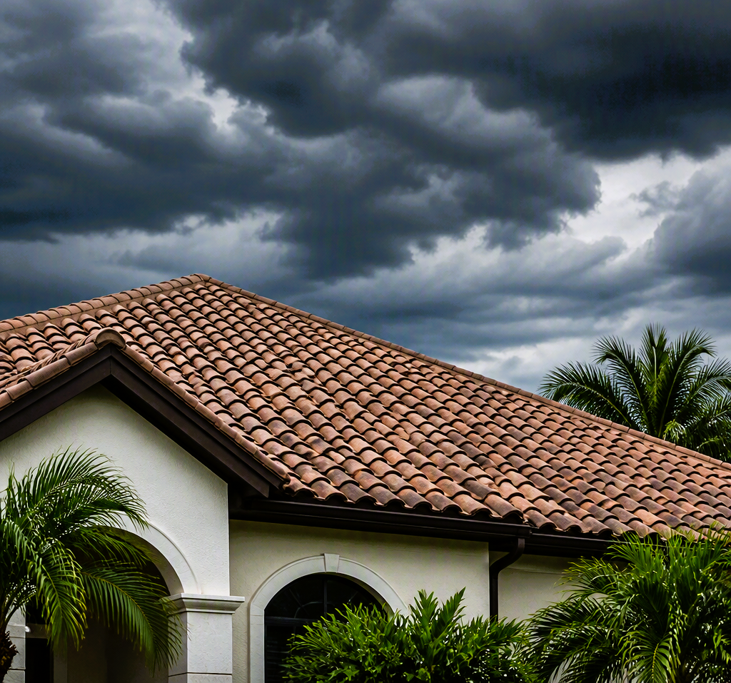 Tile roof on a Palm Beach County home before an approaching storm