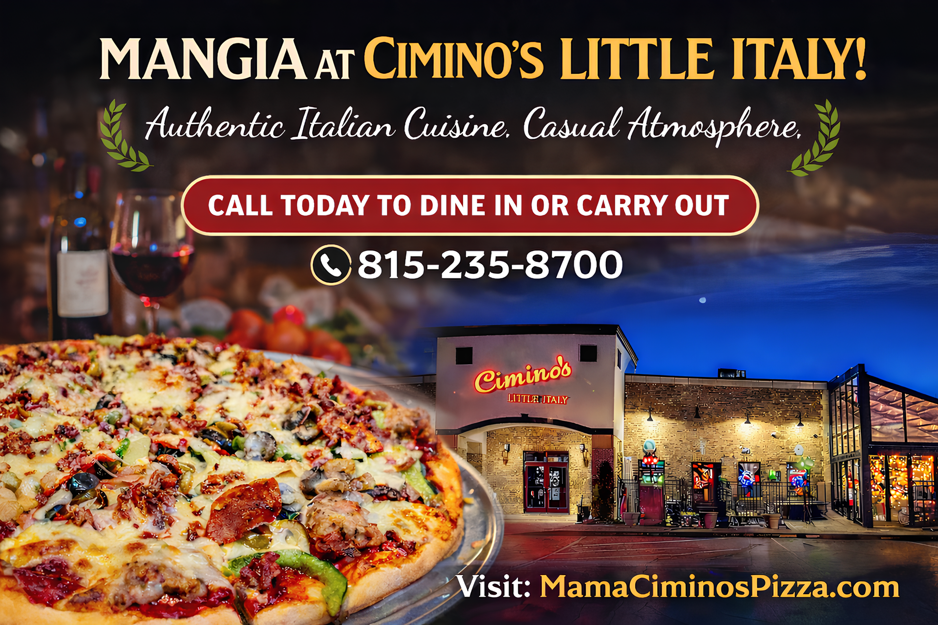 image of pizza & building