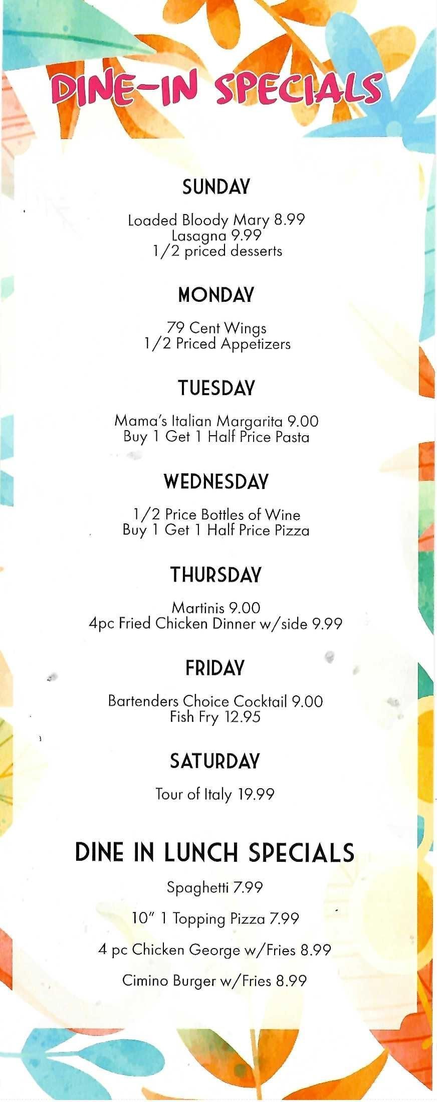 Mother's Day Menu