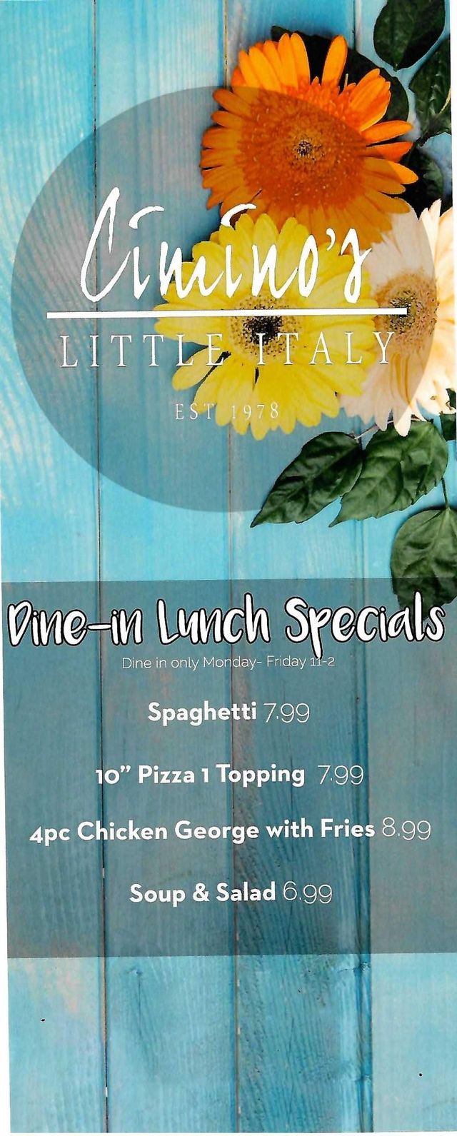 Cimino's Little Italy Main Menu | Freeport, IL
