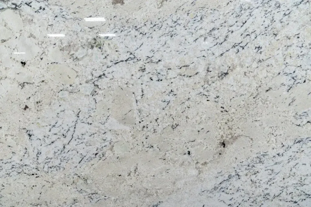 Light gray speckled stone or granite surface with dark flecks