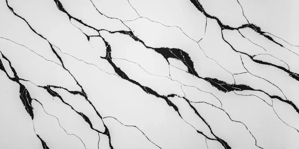 White marble surface with black veining pattern