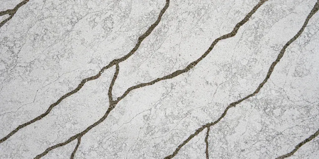 Light gray stone surface with dark brown cracks running diagonally across it