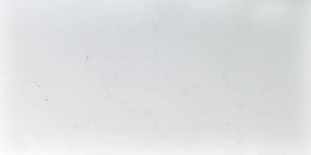 A mostly blank white surface with faint gray specks and smudges.