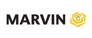 MARVIN logo with black text and a yellow rose icon.