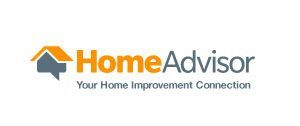 HomeAdvisor logo: A house icon with an orange roof and gray walls, with the text