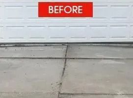 White garage door with concrete driveway, labeled 